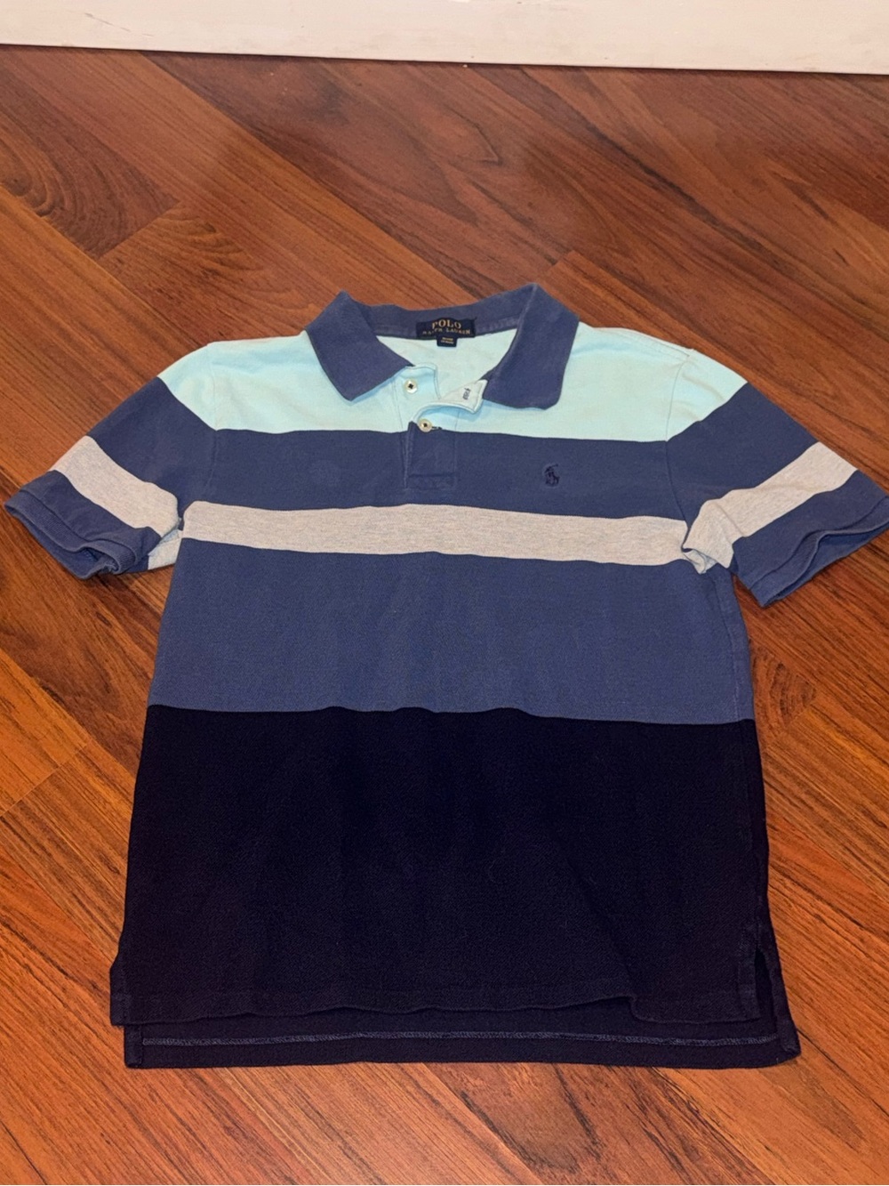 Ralph Lauren Boys Polo Stripe Blues Size 12/14 Vineyard Vines Travis Mathew